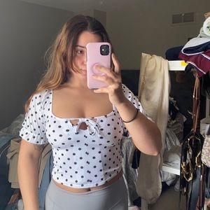White polka dot crop top. Size US 6